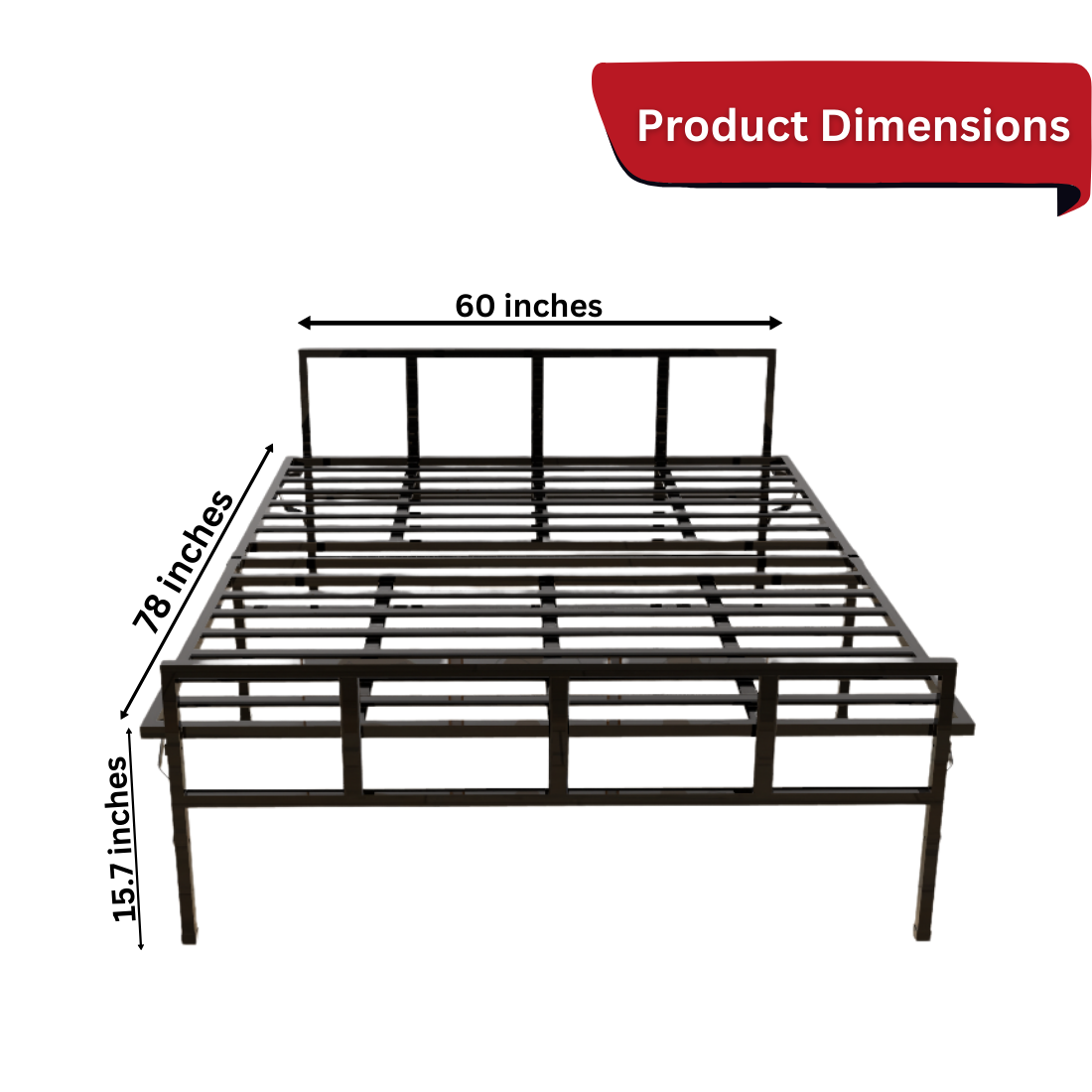ARLAVYA Queen Size Metal Bed 6.5ft X 5ft