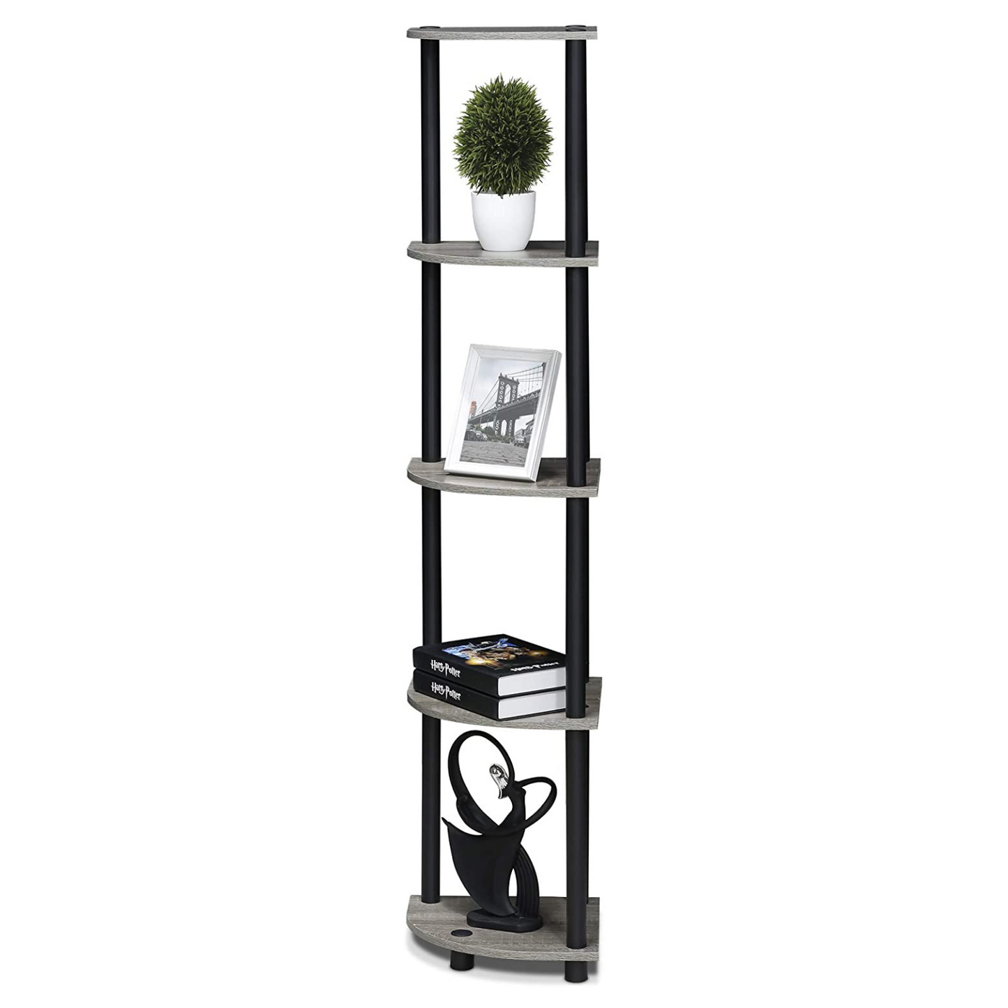 ARLAVYA Engineered Wood 5 Tier Floor Standing Corner Shelf (Do-It-Yourself)