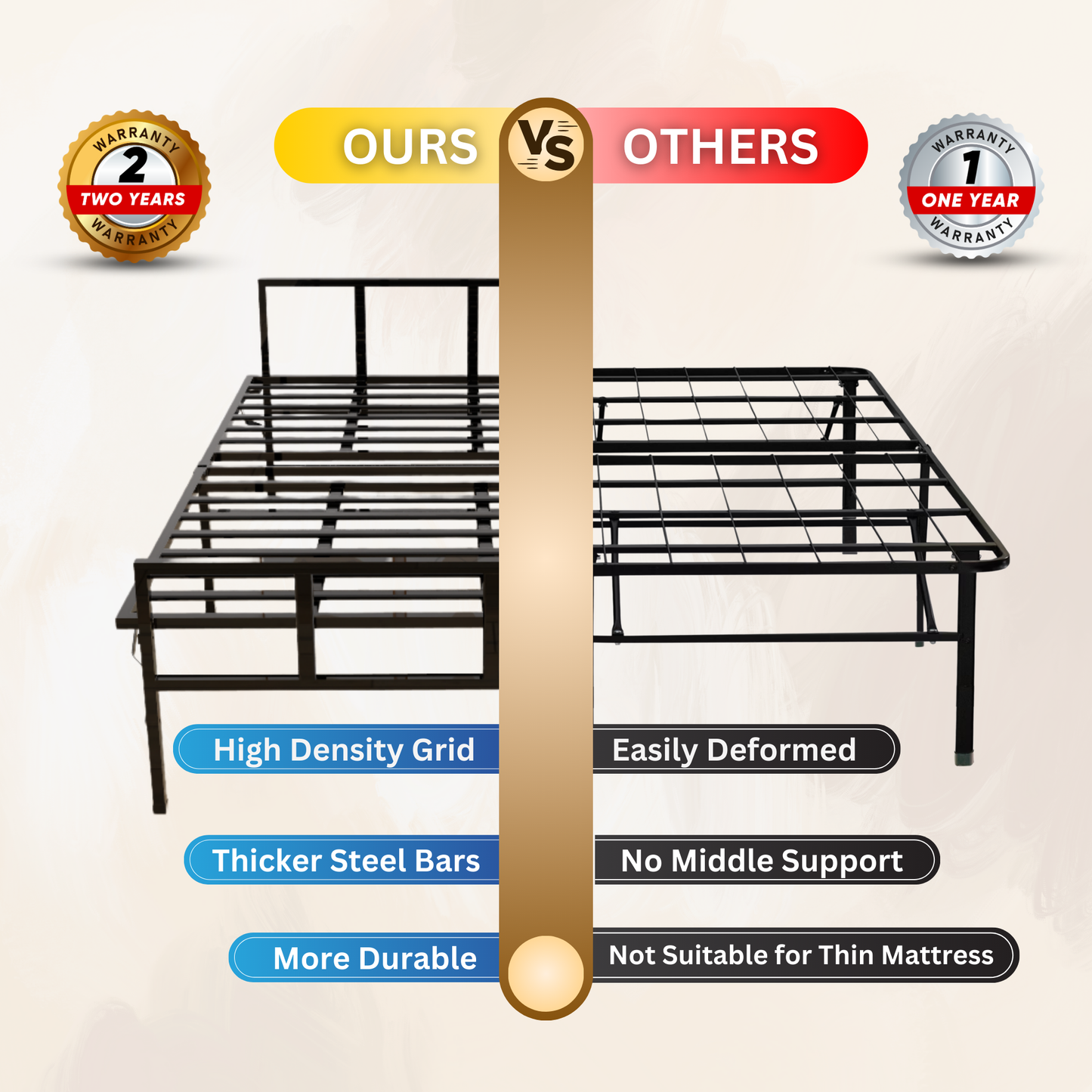 ARLAVYA Folding Metal Single Bed 6'X3'