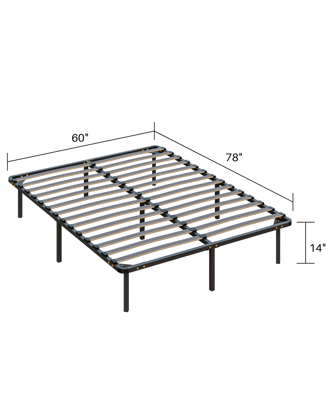 Powder Coated Queen Size Metal Bed 6.5ft X 5ft with Maximum Weight Capacity of 300kgs