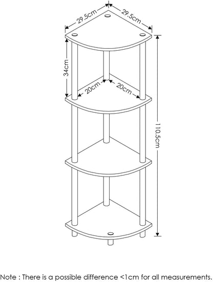 ARLAVYA Engineered Wood 4 Tier Floor Standing Corner Shelf (Do-It-Yourself)