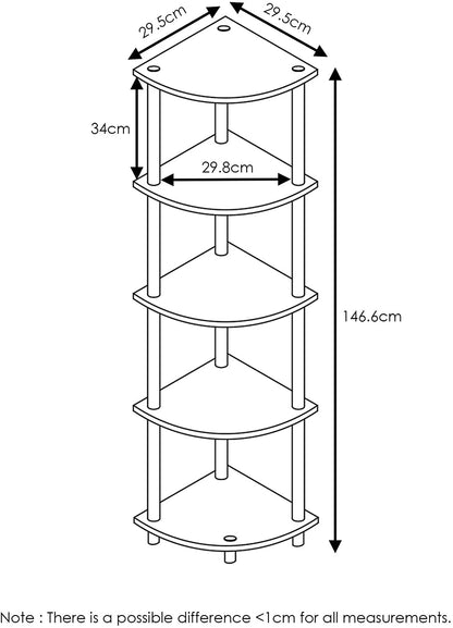 ARLAVYA Engineered Wood 5 Tier Floor Standing Corner Shelf (Do-It-Yourself)