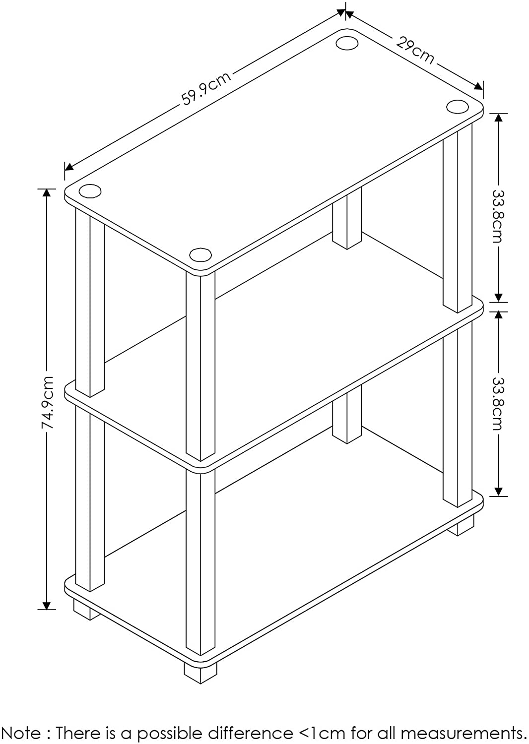 ARLAVYA Engineered Wood 3 Tier Storage Rack Display Shelf
