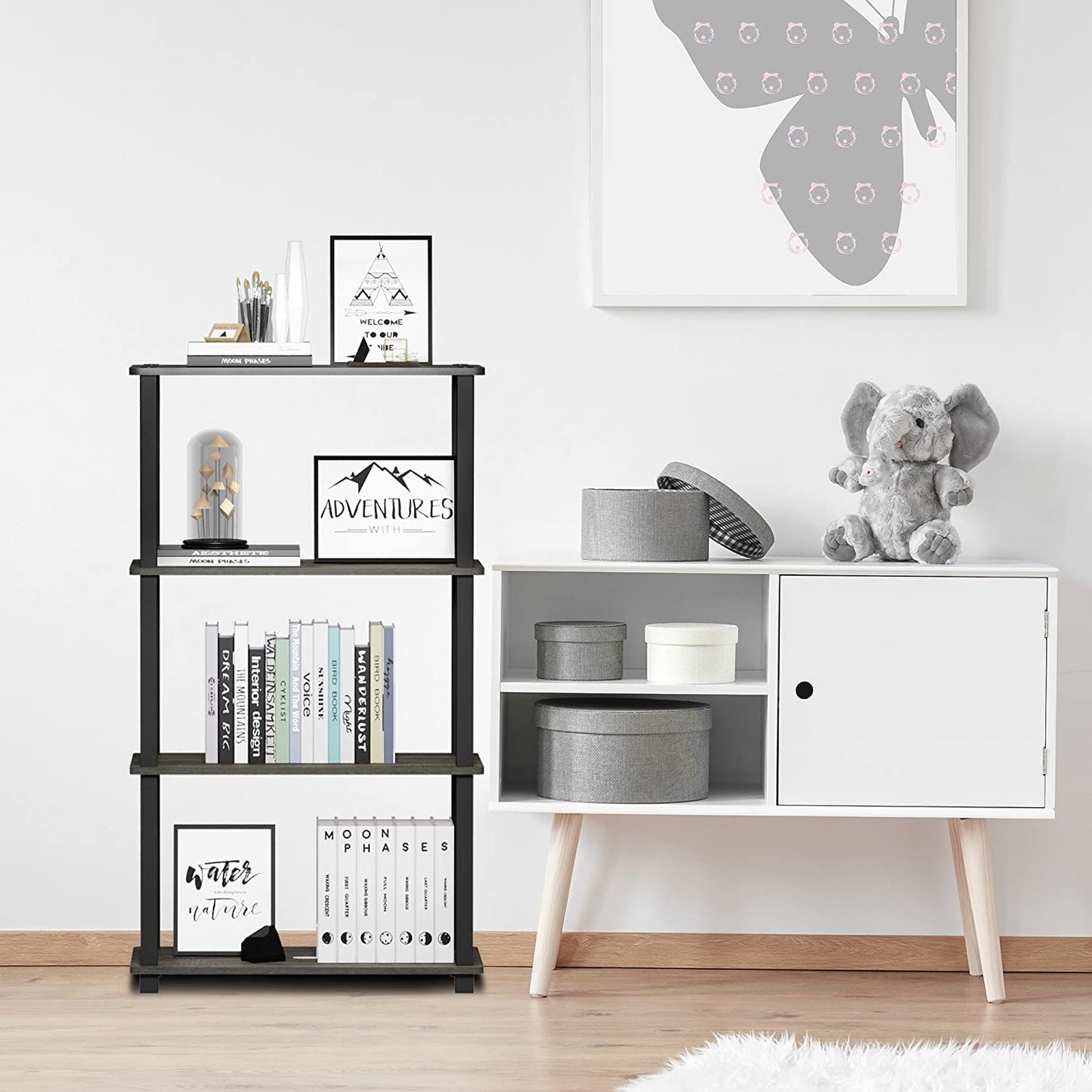 ARLAVYA Engineered Wood 4 Tier Storage Rack Display Shelf