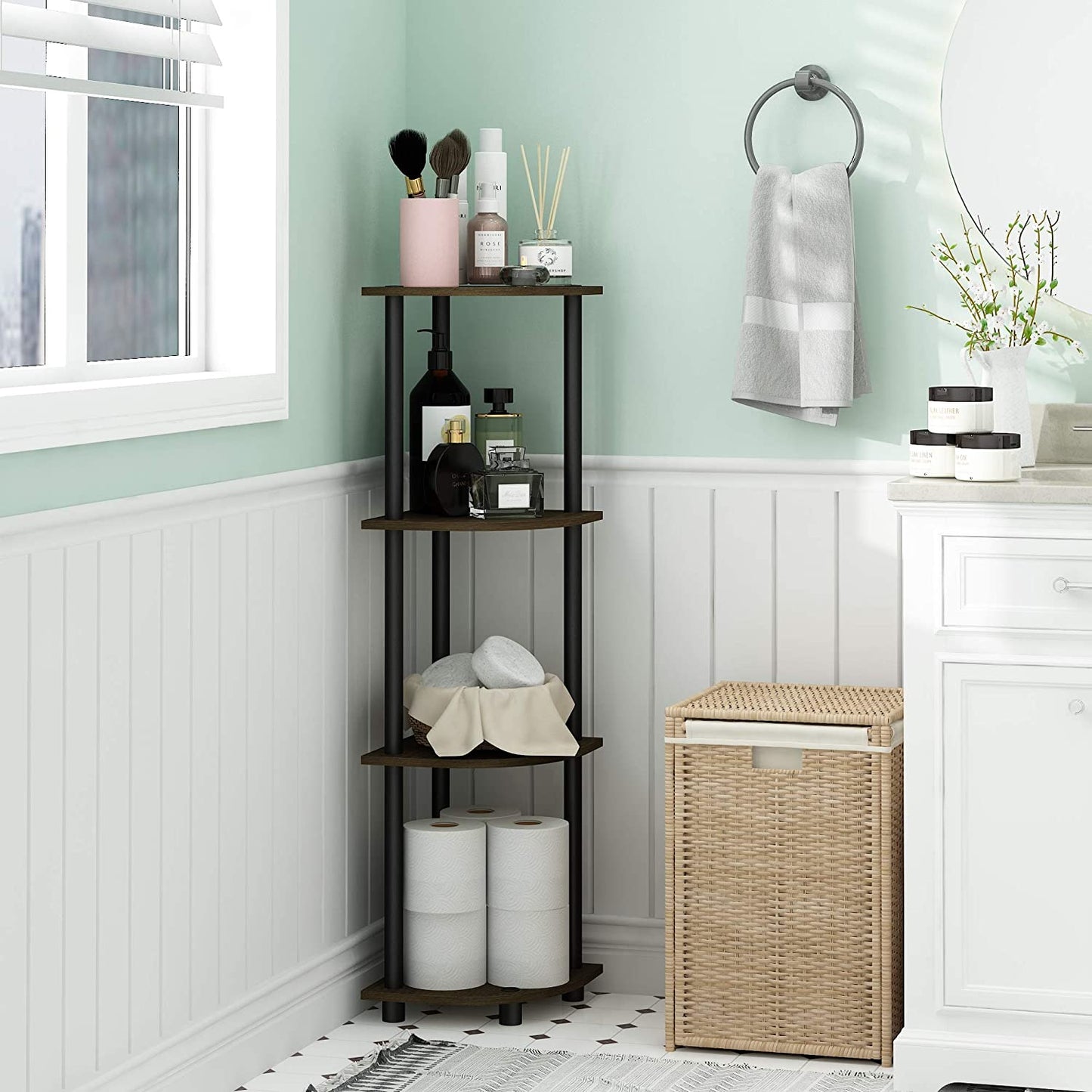 ARLAVYA Engineered Wood 4 Tier Floor Standing Corner Shelf (Do-It-Yourself)