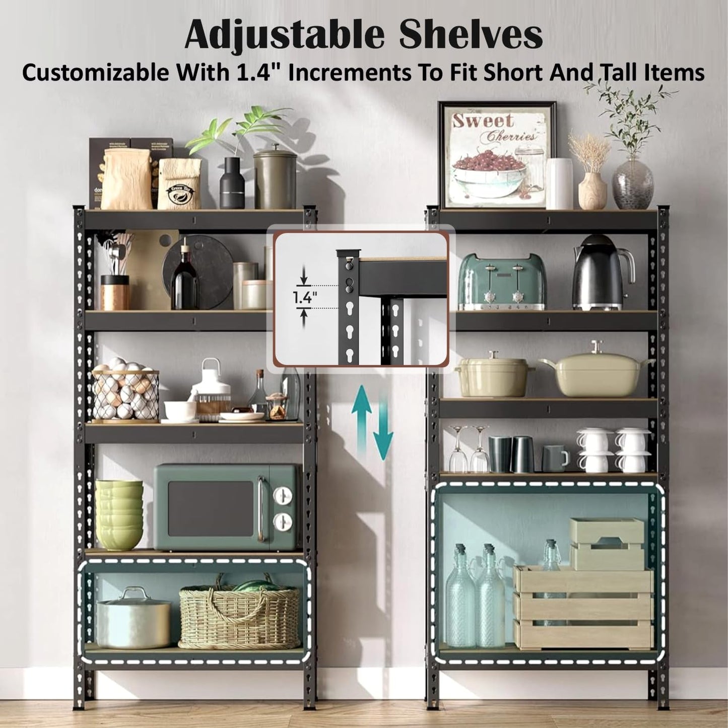 ARLAVYA Heavy Duty 5-Tier Multipurpose Adjustable Boltless Storage Rack and Shelves, Display Unit