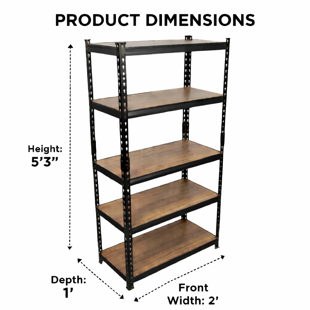 ARLAVYA Heavy Duty 5-Tier Multipurpose Adjustable Boltless Storage Rack and Shelves, Display Unit
