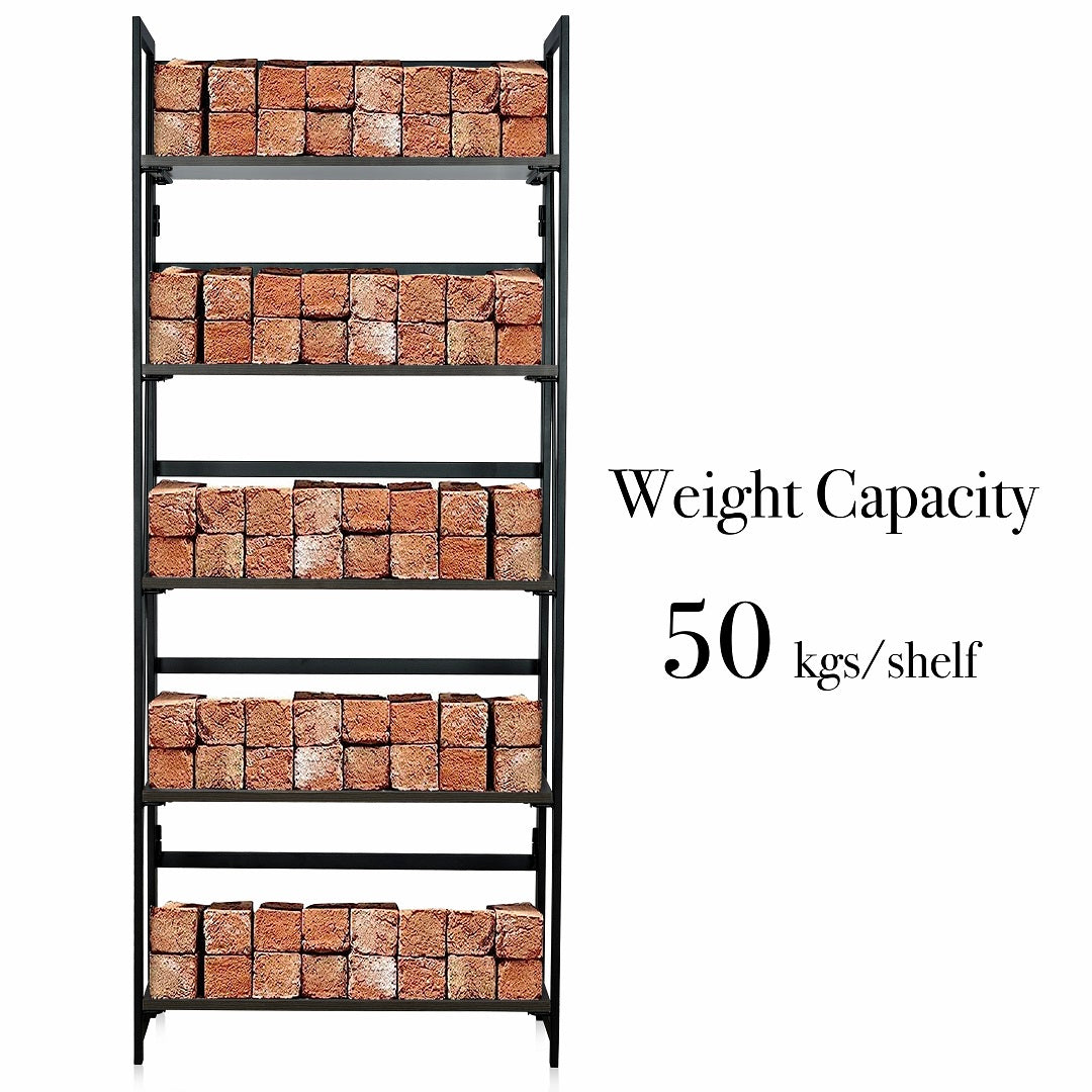 ARLAVYA Powder Coated and Engineered Wood 5-Tier Foldable Storage Rack Book Shelf Utility Organizer
