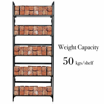 ARLAVYA Powder Coated and Engineered Wood 5-Tier Foldable Storage Rack Book Shelf Utility Organizer