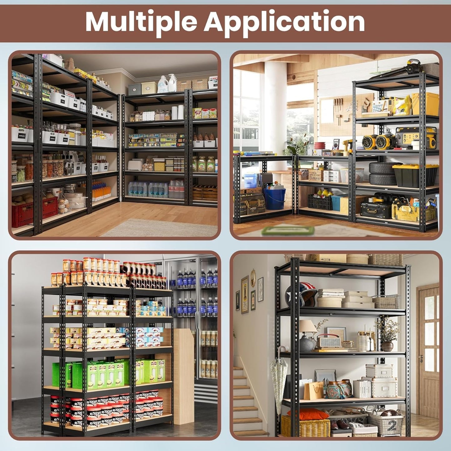 ARLAVYA Heavy Duty 6-Tier Multipurpose Adjustable Boltless Storage Rack and Shelves, Display Unit