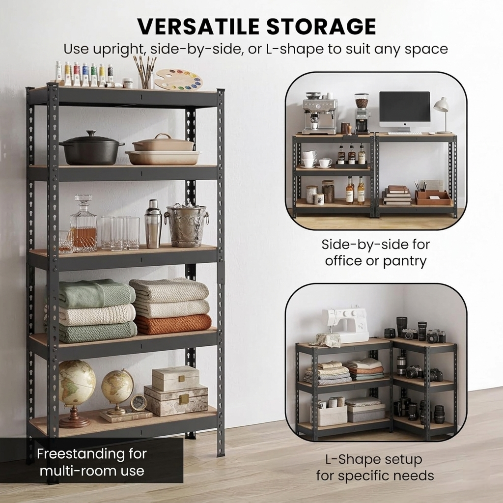ARLAVYA Heavy Duty 5-Tier Multipurpose Adjustable Boltless Storage Rack and Shelves, Display Unit